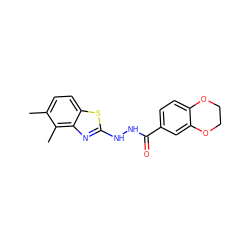 Cc1ccc2sc(NNC(=O)c3ccc4c(c3)OCCO4)nc2c1C ZINC000005025719