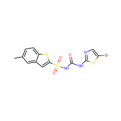 Cc1ccc2sc(S(=O)(=O)NC(=O)Nc3ncc(Br)s3)cc2c1 ZINC000045335429