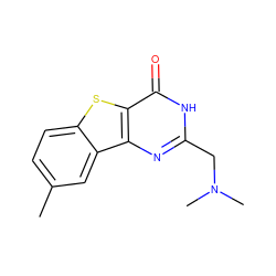 Cc1ccc2sc3c(=O)[nH]c(CN(C)C)nc3c2c1 ZINC000045318365