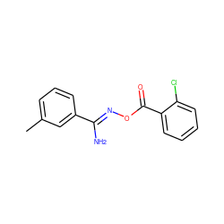 Cc1cccc(/C(N)=N/OC(=O)c2ccccc2Cl)c1 ZINC000013497521