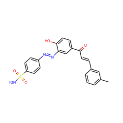 Cc1cccc(/C=C/C(=O)c2ccc(O)c(/N=N/c3ccc(S(N)(=O)=O)cc3)c2)c1 ZINC001772597191