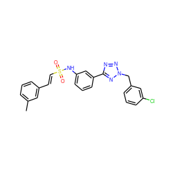 Cc1cccc(/C=C/S(=O)(=O)Nc2cccc(-c3nnn(Cc4cccc(Cl)c4)n3)c2)c1 ZINC000072180436