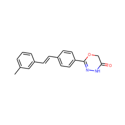 Cc1cccc(/C=C/c2ccc(C3=NNC(=O)CO3)cc2)c1 ZINC001772582265