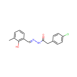 Cc1cccc(/C=N/NC(=O)Cc2ccc(Cl)cc2)c1O ZINC000000308006