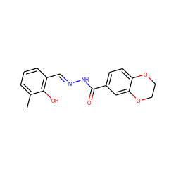 Cc1cccc(/C=N/NC(=O)c2ccc3c(c2)OCCO3)c1O ZINC000000506225