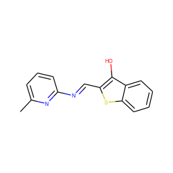 Cc1cccc(/N=C/c2sc3ccccc3c2O)n1 ZINC000013118958