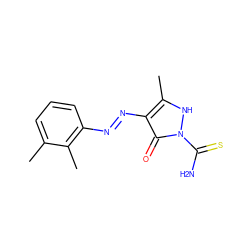 Cc1cccc(/N=N/c2c(C)[nH]n(C(N)=S)c2=O)c1C ZINC000169325769