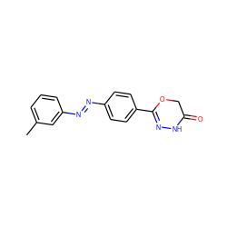 Cc1cccc(/N=N/c2ccc(C3=NNC(=O)CO3)cc2)c1 ZINC001772646856