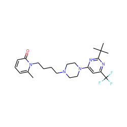 Cc1cccc(=O)n1CCCCN1CCN(c2cc(C(F)(F)F)nc(C(C)(C)C)n2)CC1 ZINC000028572199