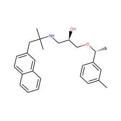 Cc1cccc([C@@H](C)OC[C@H](O)CNC(C)(C)Cc2ccc3ccccc3c2)c1 ZINC000034230052