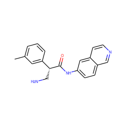 Cc1cccc([C@@H](CN)C(=O)Nc2ccc3cnccc3c2)c1 ZINC000230610372