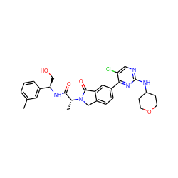 Cc1cccc([C@@H](CO)NC(=O)[C@@H](C)N2Cc3ccc(-c4nc(NC5CCOCC5)ncc4Cl)cc3C2=O)c1 ZINC001772572878