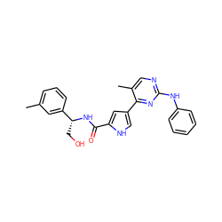 Cc1cccc([C@@H](CO)NC(=O)c2cc(-c3nc(Nc4ccccc4)ncc3C)c[nH]2)c1 ZINC000045245785