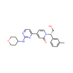 Cc1cccc([C@@H](CO)n2ccc(-c3ccnc(NC4CCOCC4)n3)cc2=O)c1 ZINC000169701514