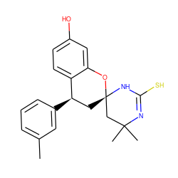 Cc1cccc([C@@H]2C[C@@]3(CC(C)(C)N=C(S)N3)Oc3cc(O)ccc32)c1 ZINC000013556623