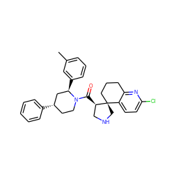 Cc1cccc([C@@H]2C[C@@H](c3ccccc3)CCN2C(=O)[C@@H]2CNC[C@]23CCCc2nc(Cl)ccc23)c1 ZINC000169708452