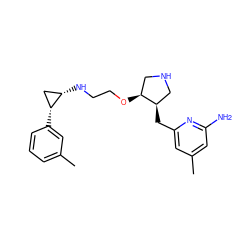 Cc1cccc([C@@H]2C[C@@H]2NCCO[C@H]2CNC[C@H]2Cc2cc(C)cc(N)n2)c1 ZINC000095592858