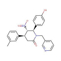 Cc1cccc([C@@H]2CC(=O)N(Cc3cccnc3)[C@H](c3ccc(O)cc3)[C@H]2[N+](=O)[O-])c1 ZINC000013521544