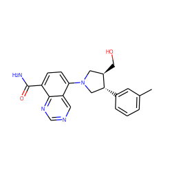 Cc1cccc([C@@H]2CN(c3ccc(C(N)=O)c4ncncc34)C[C@H]2CO)c1 ZINC000144387484