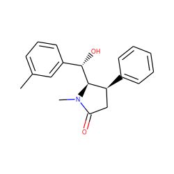 Cc1cccc([C@H](O)[C@H]2[C@@H](c3ccccc3)CC(=O)N2C)c1 ZINC000028457094