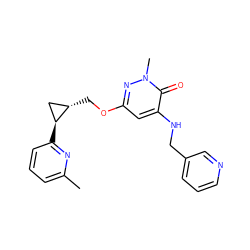 Cc1cccc([C@H]2C[C@@H]2COc2cc(NCc3cccnc3)c(=O)n(C)n2)n1 ZINC000218776101