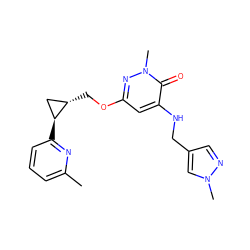 Cc1cccc([C@H]2C[C@@H]2COc2cc(NCc3cnn(C)c3)c(=O)n(C)n2)n1 ZINC000221925316