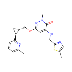 Cc1cccc([C@H]2C[C@@H]2COc2cc(NCc3ncc(C)s3)c(=O)n(C)n2)n1 ZINC000221925388