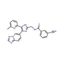 Cc1cccc(-c2[nH]c(CNC(=O)c3cccc(C#N)c3)nc2-c2ccc3ncnn3c2)n1 ZINC000169335926