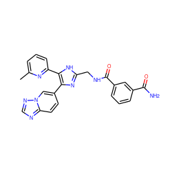 Cc1cccc(-c2[nH]c(CNC(=O)c3cccc(C(N)=O)c3)nc2-c2ccc3ncnn3c2)n1 ZINC000169335927