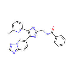 Cc1cccc(-c2[nH]c(CNC(=O)c3ccccc3)nc2-c2ccc3ncnn3c2)n1 ZINC000169335922