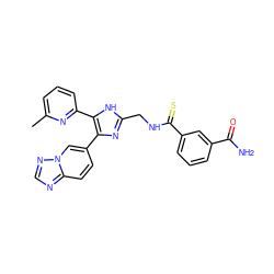 Cc1cccc(-c2[nH]c(CNC(=S)c3cccc(C(N)=O)c3)nc2-c2ccc3ncnn3c2)n1 ZINC000169335934