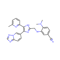 Cc1cccc(-c2[nH]c(CNc3cc(C#N)ccc3N(C)C)nc2-c2ccc3ncnn3c2)n1 ZINC000113393995