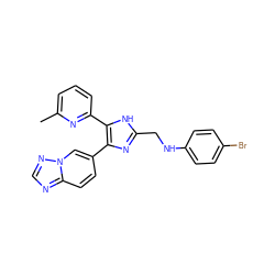 Cc1cccc(-c2[nH]c(CNc3ccc(Br)cc3)nc2-c2ccc3ncnn3c2)n1 ZINC000113392991