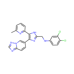 Cc1cccc(-c2[nH]c(CNc3ccc(Cl)c(Cl)c3)nc2-c2ccc3ncnn3c2)n1 ZINC000113383931