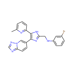 Cc1cccc(-c2[nH]c(CNc3cccc(Br)c3)nc2-c2ccc3ncnn3c2)n1 ZINC000113389863