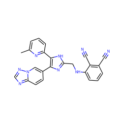 Cc1cccc(-c2[nH]c(CNc3cccc(C#N)c3C#N)nc2-c2ccc3ncnn3c2)n1 ZINC000113388489