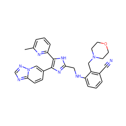 Cc1cccc(-c2[nH]c(CNc3cccc(C#N)c3CN3CCOCC3)nc2-c2ccc3ncnn3c2)n1 ZINC000113390939