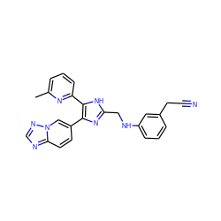 Cc1cccc(-c2[nH]c(CNc3cccc(CC#N)c3)nc2-c2ccc3ncnn3c2)n1 ZINC000113390119