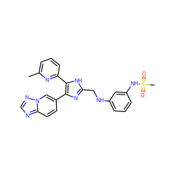 Cc1cccc(-c2[nH]c(CNc3cccc(NS(C)(=O)=O)c3)nc2-c2ccc3ncnn3c2)n1 ZINC000113391296