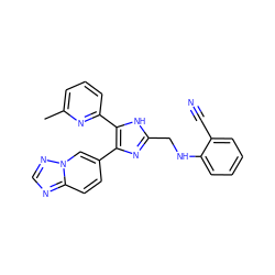 Cc1cccc(-c2[nH]c(CNc3ccccc3C#N)nc2-c2ccc3ncnn3c2)n1 ZINC000113383243