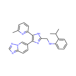 Cc1cccc(-c2[nH]c(CNc3ccccc3C(C)C)nc2-c2ccc3ncnn3c2)n1 ZINC000113391169