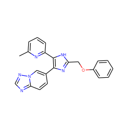 Cc1cccc(-c2[nH]c(COc3ccccc3)nc2-c2ccc3ncnn3c2)n1 ZINC000113388927