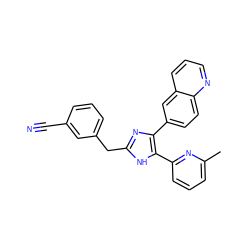 Cc1cccc(-c2[nH]c(Cc3cccc(C#N)c3)nc2-c2ccc3ncccc3c2)n1 ZINC000049803683