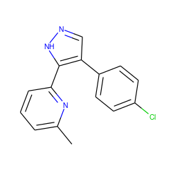 Cc1cccc(-c2[nH]ncc2-c2ccc(Cl)cc2)n1 ZINC000013526640