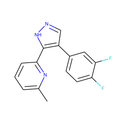 Cc1cccc(-c2[nH]ncc2-c2ccc(F)c(F)c2)n1 ZINC000013526643