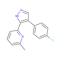 Cc1cccc(-c2[nH]ncc2-c2ccc(F)cc2)n1 ZINC000013526637