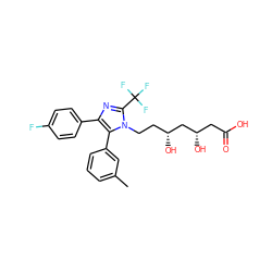 Cc1cccc(-c2c(-c3ccc(F)cc3)nc(C(F)(F)F)n2CC[C@@H](O)C[C@@H](O)CC(=O)O)c1 ZINC000013833945