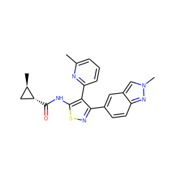 Cc1cccc(-c2c(-c3ccc4nn(C)cc4c3)nsc2NC(=O)[C@@H]2C[C@H]2C)n1 ZINC000095591230