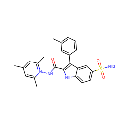 Cc1cccc(-c2c(C(=O)N[n+]3c(C)cc(C)cc3C)[nH]c3ccc(S(N)(=O)=O)cc23)c1 ZINC000040893158