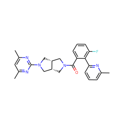 Cc1cccc(-c2c(F)cccc2C(=O)N2C[C@@H]3CN(c4nc(C)cc(C)n4)C[C@@H]3C2)n1 ZINC000167195688